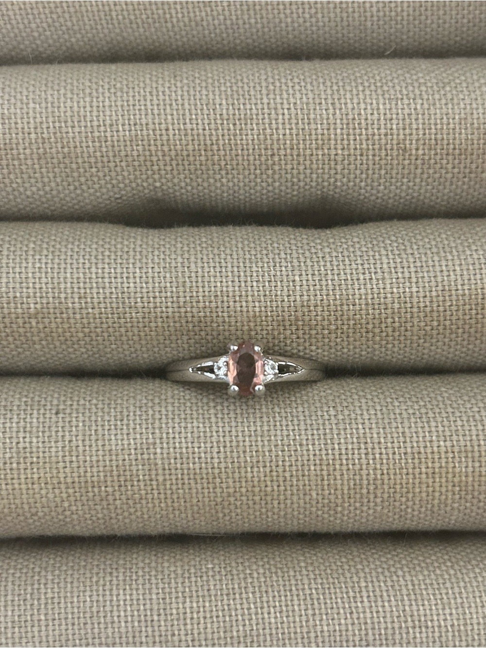 Sterling Silver Pink Oval Gemstone Ring